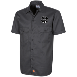 Kill all Pedophiles Von Rebel Men's Short Sleeve Dickies Button up