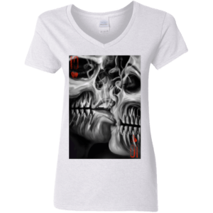 10 of Hearts Von Rebel with Red script V-Neck T-Shirt