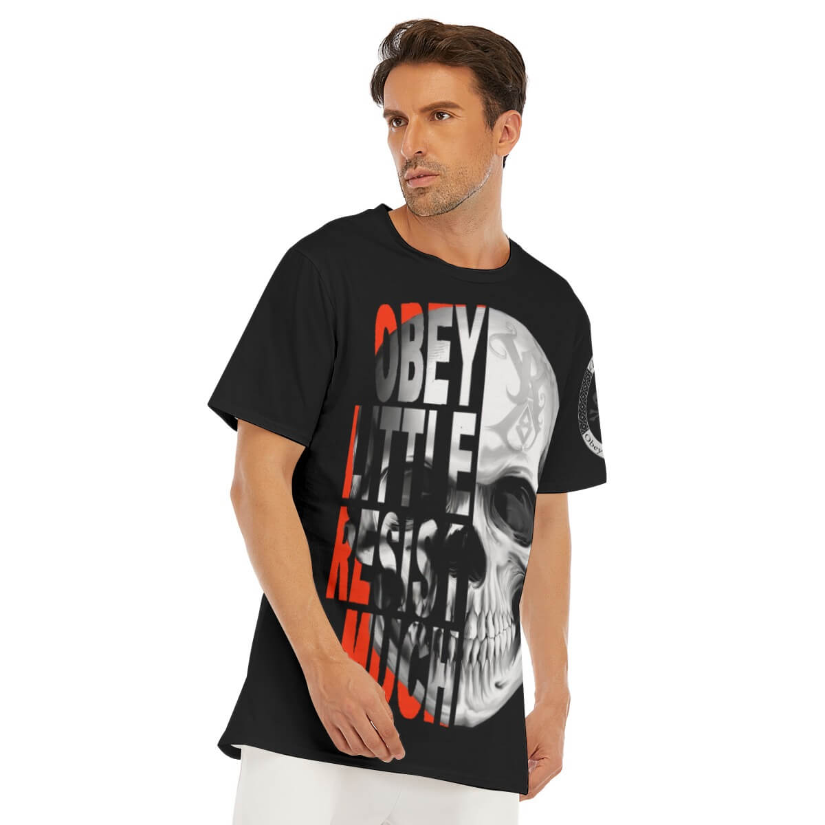 OBEY LITTLE RESIST MUCH Von Rebel Men's T-Shirt | 100 Cotton 4 OBEY LITTLE RESIST MUCH Von Rebel Men's T-Shirt | 100 Cotton - Image 4