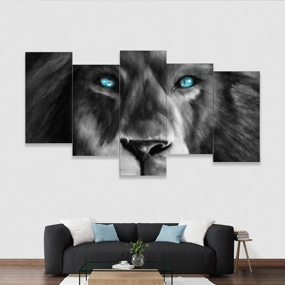 NEW Rebel Lion By Von Rebel Framed five-piece mural 1 Rebel Lion